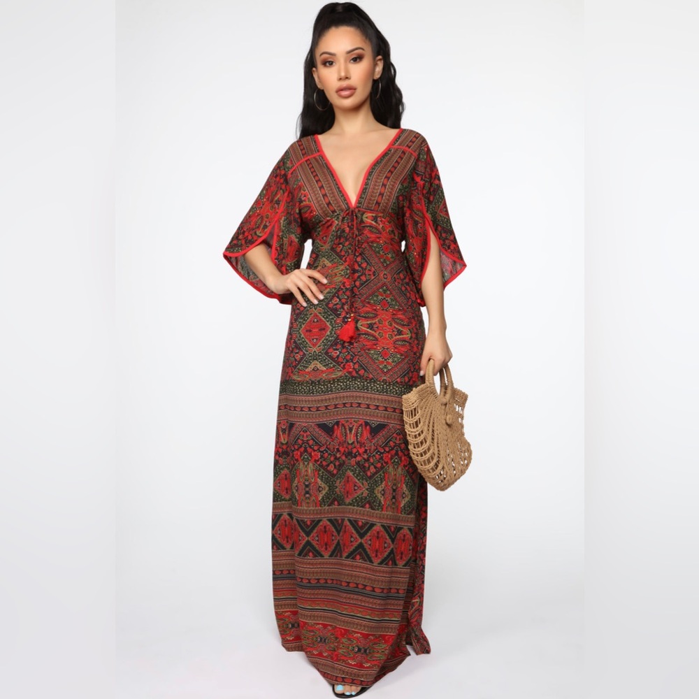 Fashion Nova | Maxi Dress | Olive Combo | Large
